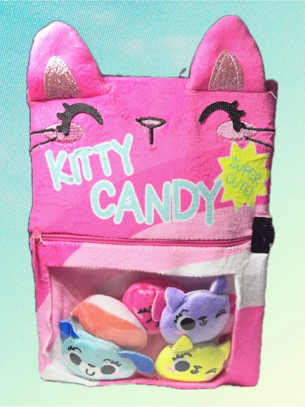 Claire's Kitty Candy Plush Journal- Bright Pink with Pastel Plushies